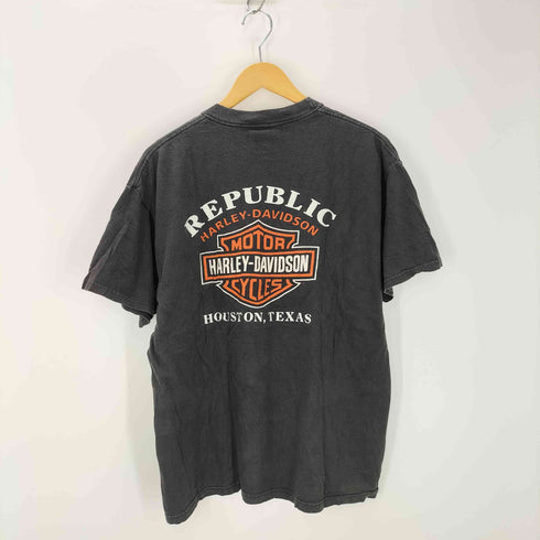 ハーレーダビッドソン HARLEY-DAVIDSON 00s USA製 Hanesボディ ファイヤーイーグル 両面プリントTシャツ スミクロ メンズ import:L