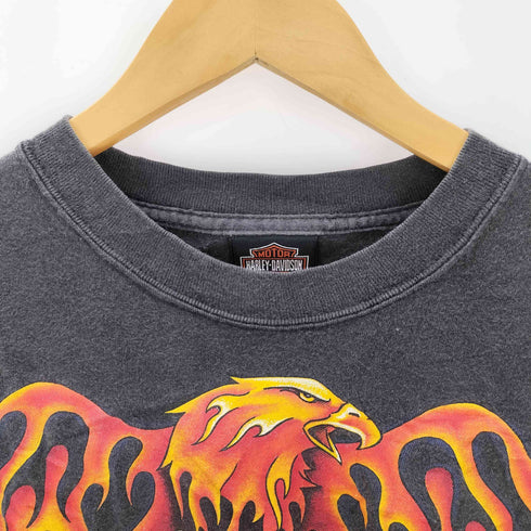 ハーレーダビッドソン HARLEY-DAVIDSON 00s USA製 Hanesボディ ファイヤーイーグル 両面プリントTシャツ スミクロ メンズ import:L