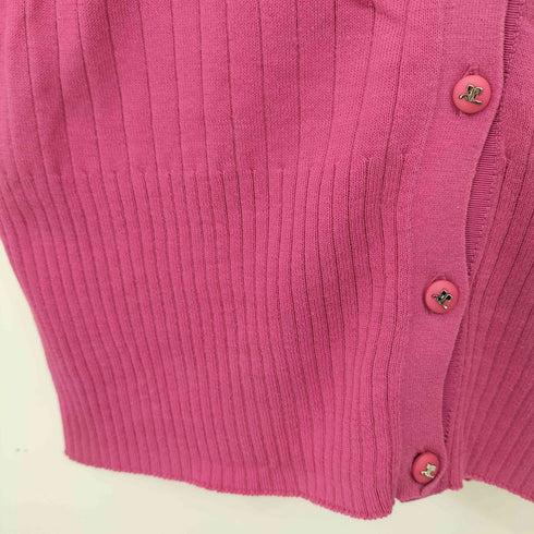 クレージュ courreges ロゴボタン コットン クルーネックカーディガン レディース JPN:38