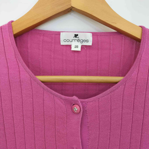 クレージュ courreges ロゴボタン コットン クルーネックカーディガン レディース JPN:38