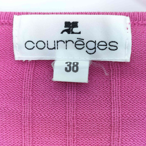 クレージュ courreges ロゴボタン コットン クルーネックカーディガン レディース JPN:38