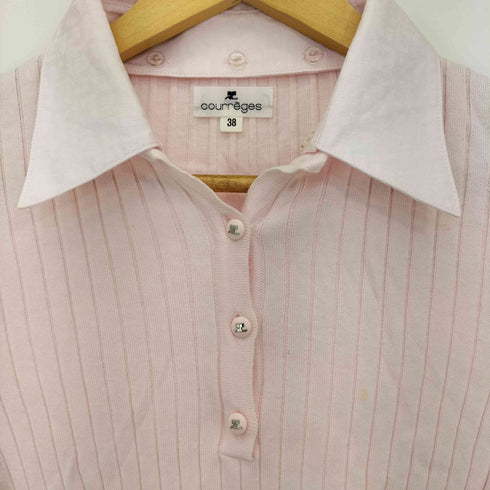 クレージュ courreges フェイクレイヤード コットンレーヨン ヘンリーネックニット 襟着脱可 レディース JPN:38