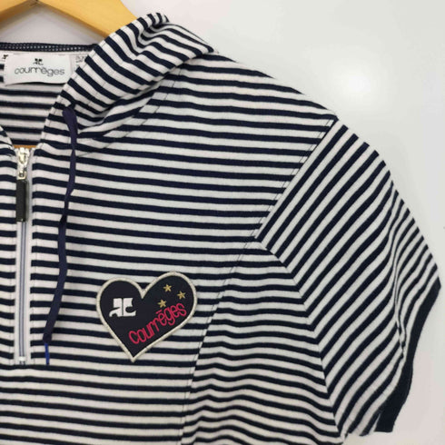 クレージュ courreges Y2K ハーフジップ 半袖パーカー レディース JPN:38