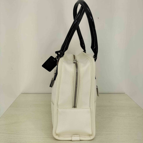 クレージュ courreges エナメル×レザー コンビ ショルダーバッグ ミニボストン レディース