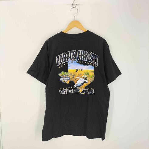 ハーレーダビッドソン HARLEY-DAVIDSON 00s USA製 イーグルロゴ 星条旗 両面プリントTシャツ コピーライト2002 メンズ import:L