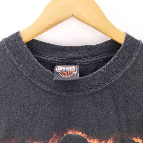 ハーレーダビッドソン HARLEY-DAVIDSON 00s USA製 Hanesボディ スカルロゴ 両面プリントTシャツ コピーライト2007 メンズ import:L