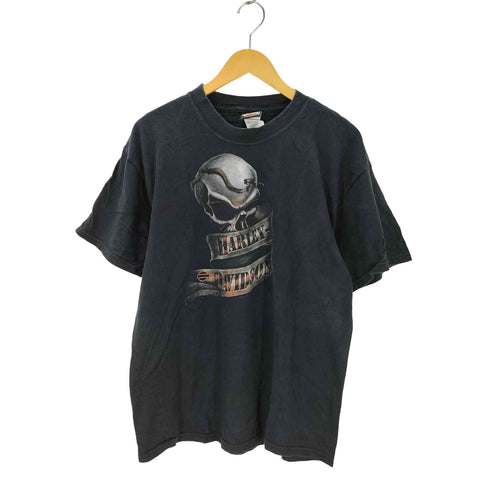 ハーレーダビッドソン HARLEY-DAVIDSON 00s USA製 Hanesボディ スカルロゴ 両面プリントTシャツ コピーライト2008 メンズ import:L