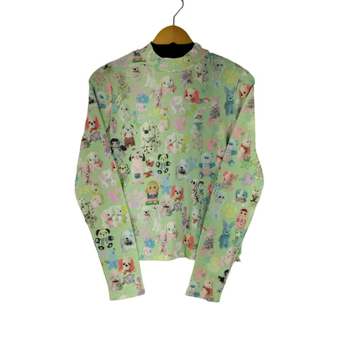FRUFRU キャラクタープリントモックネックTシャツ レディース