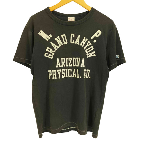 チャンピオン Champion 復刻 ランタグ 目付き 袖シングルステッチ 3段 プリント 半袖 カレッジ Tシャツ メンズ import:L