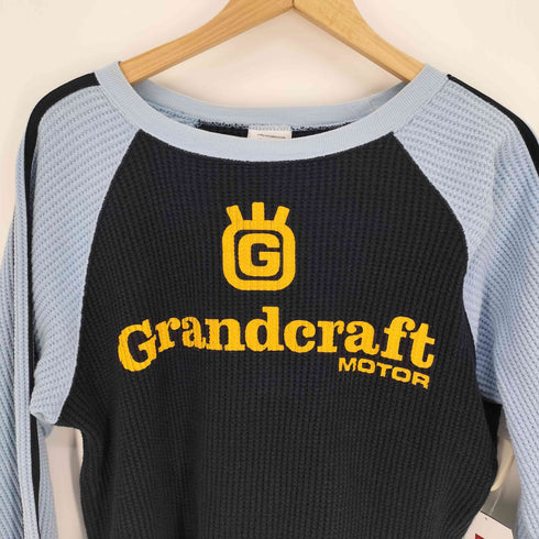 ジーディーシー GDC GRANDCRAFT MOTOR 両面プリント サイドライン ワッフル サーマル ラグランスリーブ Tシャツ レディース