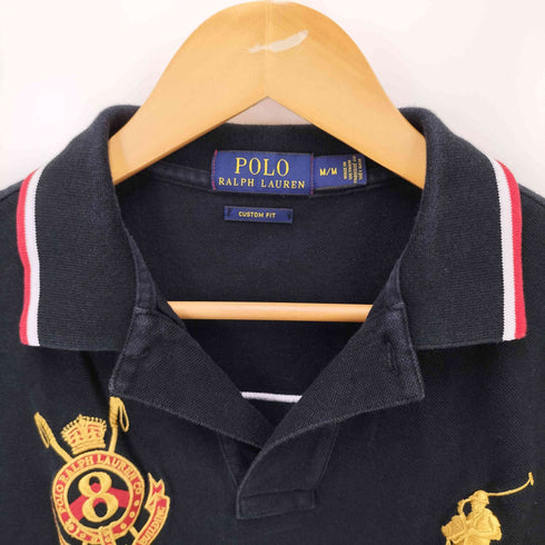 ポロラルフローレン POLO RALPH LAUREN ビッグポニー 刺繍 PRINCES TEAMPOLO BUILDING ナンバー リメイク クロップド ポロ シャツ レディース import:M