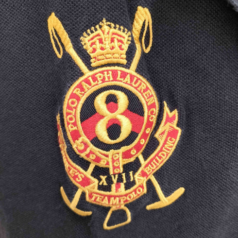 ポロラルフローレン POLO RALPH LAUREN ビッグポニー 刺繍 PRINCES TEAMPOLO BUILDING ナンバー リメイク クロップド ポロ シャツ レディース import:M