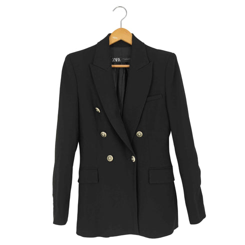ザラ ZARA ポリレーヨン 金ボタン ダブルテーラードジャケット レディース import:XS