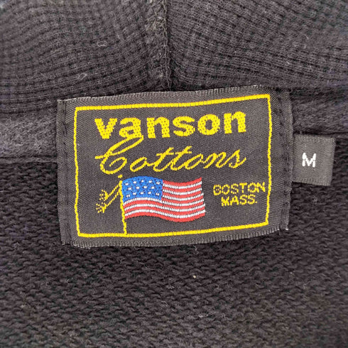 バンソン VANSON スカル刺繍 ダブルフェイスジップアップパフーディ メンズ import:M