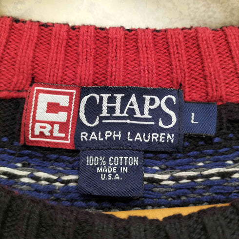 チャップスラルフローレン CHAPS RALPH LAUREN USA製 90s フェアアイル柄クルーネックニット メンズ JPN:L