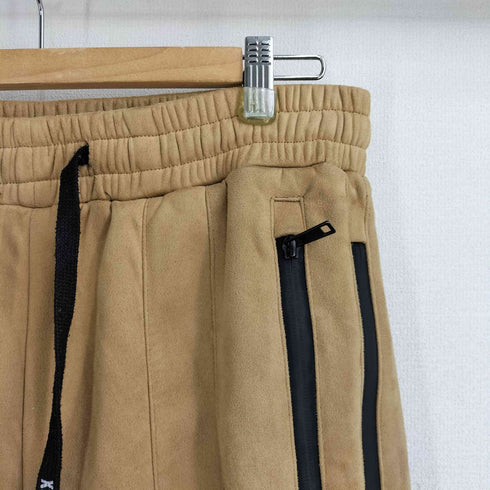 XINYINSU ジップ カーブデザイン フェイクスエード ストレートパンツ メンズ JPN:XL