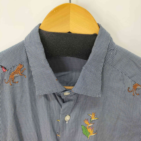 エトロ ETRO イタリア製 BEN ETRO ESSERE アニマル柄 ギンガムチェックシャツ メンズ