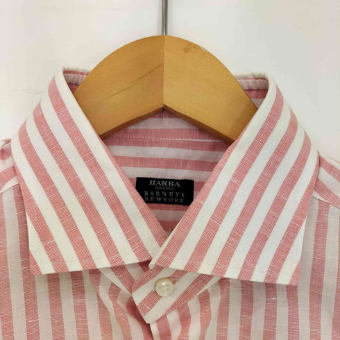 バーニーズニューヨーク BARNEYS NEWYORK イタリア製 ストライプ コットンリネン シャツ メンズ 40