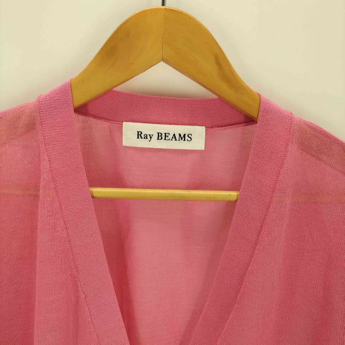 レイビームス Ray BEAMS シアー パフスリーブ Vネック カーディガン レディース