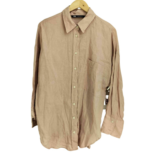 ザラ ZARA リネン 長袖シャツ レディース import:M