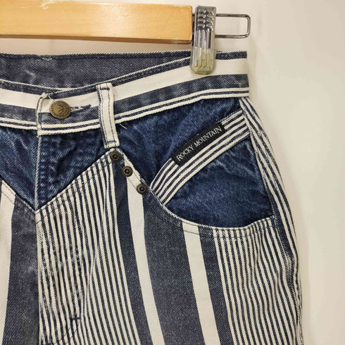 ROCKY MOUNTAIN CLOTHING USA製 変形 ストライプ デニム パンツ レディース 29/9