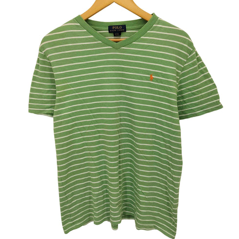 ポロラルフローレン POLO RALPH LAUREN ポニー刺繍 ボーダー S/S Vネック Tシャツ メンズ import:XL