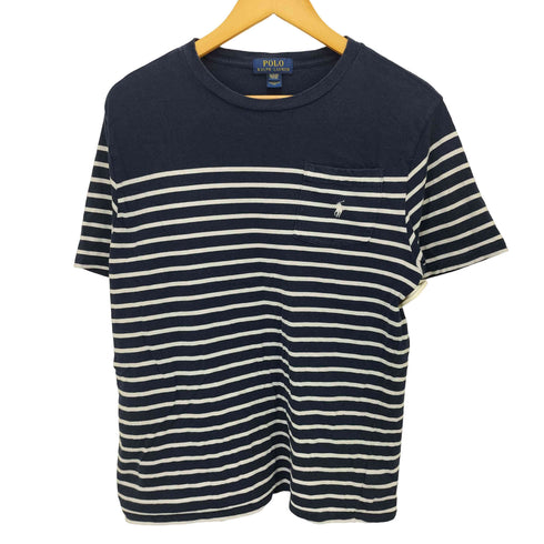 ポロラルフローレン POLO RALPH LAUREN ポニー刺繍 ボーダー S/S クルーネック Tシャツ インドコットン メンズ import:XL