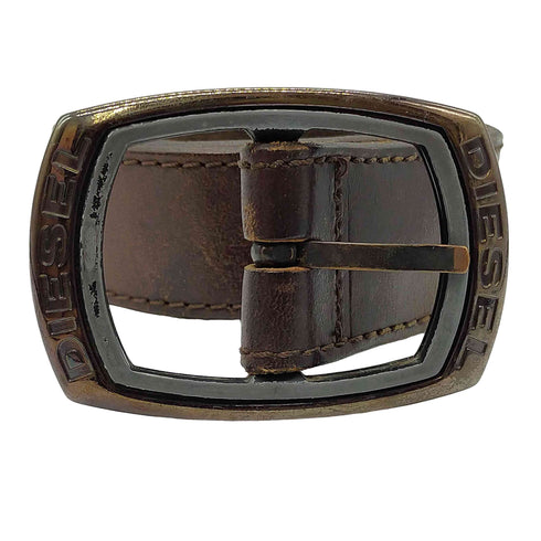 ディーゼルブラックゴールド DIESEL BLACK GOLD ロゴ メタル バックル レザー ベルト メンズ CM 85