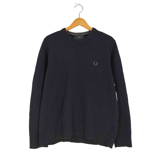 フレッドペリー FRED PERRY イタリア製 ロゴ刺繍 ウール クルーネックニット メンズ 42