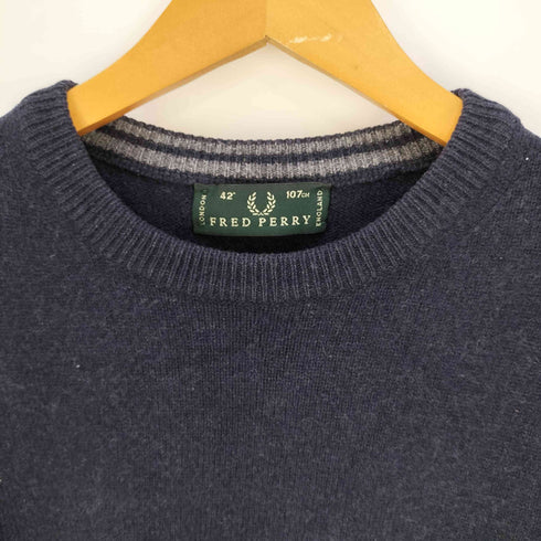 フレッドペリー FRED PERRY イタリア製 ロゴ刺繍 ウール クルーネックニット メンズ 42
