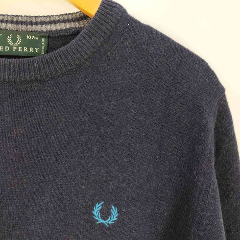 フレッドペリー FRED PERRY イタリア製 ロゴ刺繍 ウール クルーネックニット メンズ 42