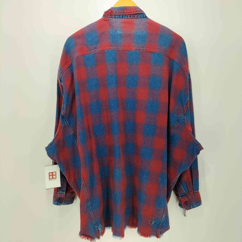 ザラ ZARA ORIGINAL DENIM 1975 カットオフ L/S チェック ワークシャツジャケット メンズ FR:42