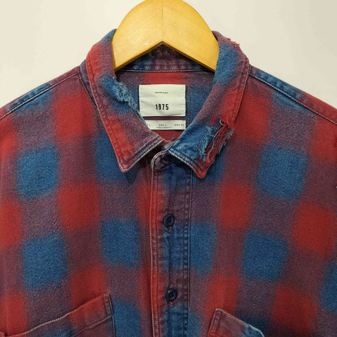 ザラ ZARA ORIGINAL DENIM 1975 カットオフ L/S チェック ワークシャツジャケット メンズ FR:42