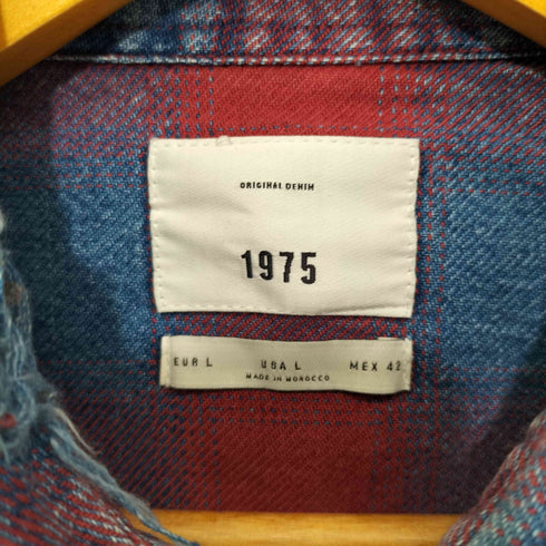 ザラ ZARA ORIGINAL DENIM 1975 カットオフ L/S チェック ワークシャツジャケット メンズ FR:42