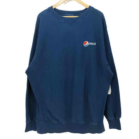 ペプシコーラ PEPSI COLA ロゴ刺繍 Vガゼット ビッグサイズ クルーネック スウェット メンズ import:XL