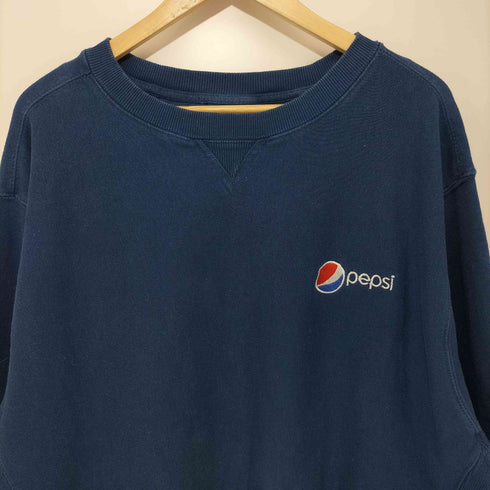 ペプシコーラ PEPSI COLA ロゴ刺繍 Vガゼット ビッグサイズ クルーネック スウェット メンズ import:XL