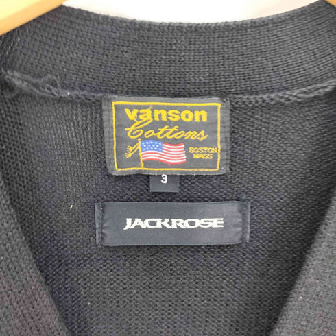 バンソン VANSON ウール アクリル 2ポケット 両面ワッペン デザイン レタード カーディガン メンズ JPN:3