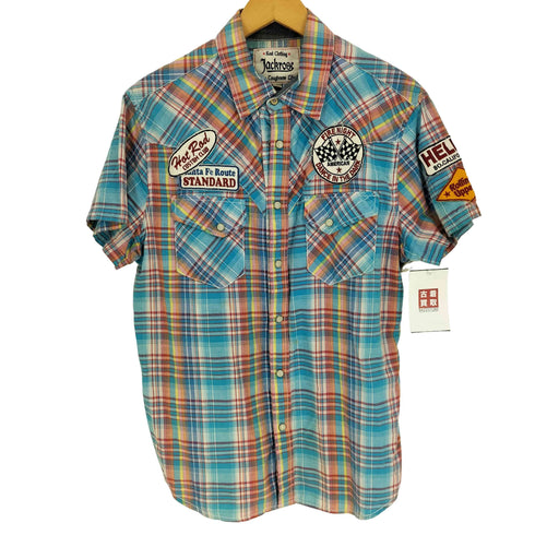 ジャックローズ JACKROSE コットン フラップポケット 両面ワッペン デザイン チェック柄 S/S ウエスタン シャツ メンズ JPN:4