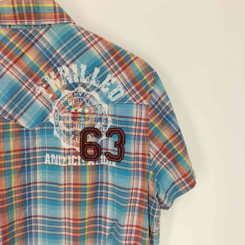 ジャックローズ JACKROSE コットン フラップポケット 両面ワッペン デザイン チェック柄 S/S ウエスタン シャツ メンズ JPN:4