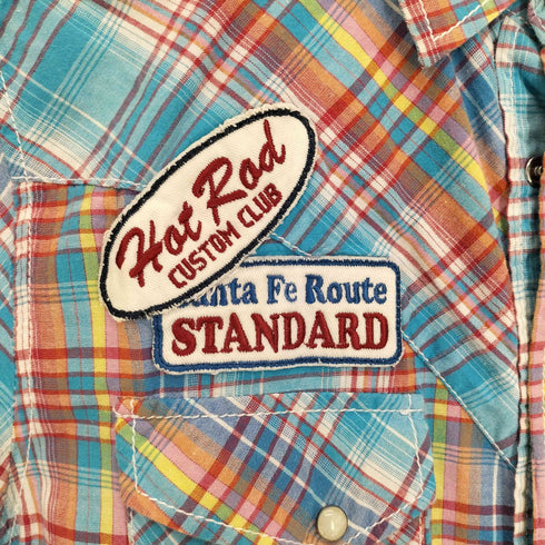 ジャックローズ JACKROSE コットン フラップポケット 両面ワッペン デザイン チェック柄 S/S ウエスタン シャツ メンズ JPN:4