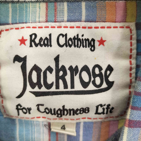 ジャックローズ JACKROSE コットン フラップポケット 両面ワッペン デザイン チェック柄 S/S ウエスタン シャツ メンズ JPN:4
