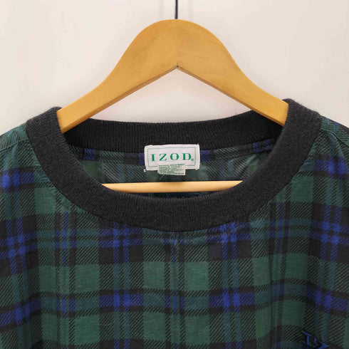 アイゾッド IZOD ロゴ刺繍 サイドジップ ナイロンチェックプルオーバー メンズ L