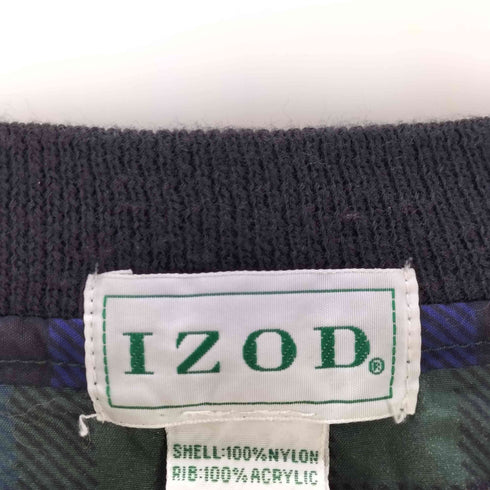 アイゾッド IZOD ロゴ刺繍 サイドジップ ナイロンチェックプルオーバー メンズ L
