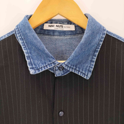 ナインナッツバイニッシー NINE NUTS by nissy 素材切替 ストライプデニムシャツ メンズ