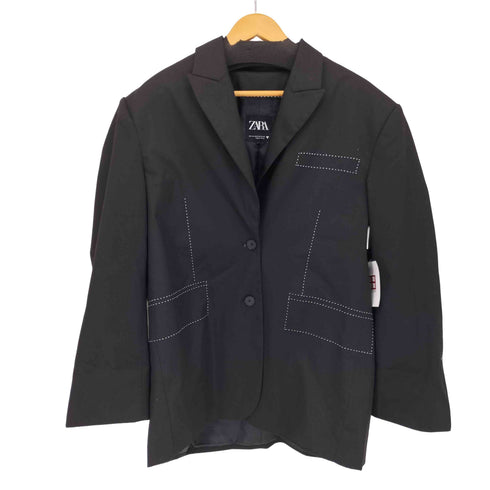 ザラ ZARA ステッチデザイン ブラックブレザー レディース XS-S