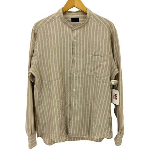 ユナイテッドアローズグリーンレーベルリラクシング UNITED ARROWS green label relaxing 22SS オックス ストライプ バンドカラー 長袖 シャツ -防シワ- メンズ JPN:XL