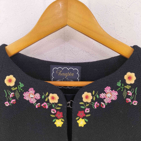 ハウピア haupia ノーカラー 刺繍 ジャケット レディース JPN:38