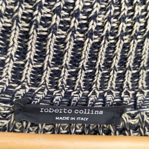 ロベルトカヴァリ roberto cavalli イタリア製 襟付き ミックスカラー コットンニット カーディガン メンズ