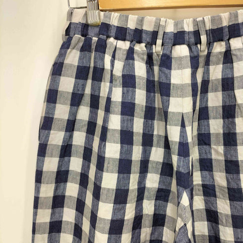 フォーティーファイブアール 45R リネン チェック ワイド スラックス パンツ レディース