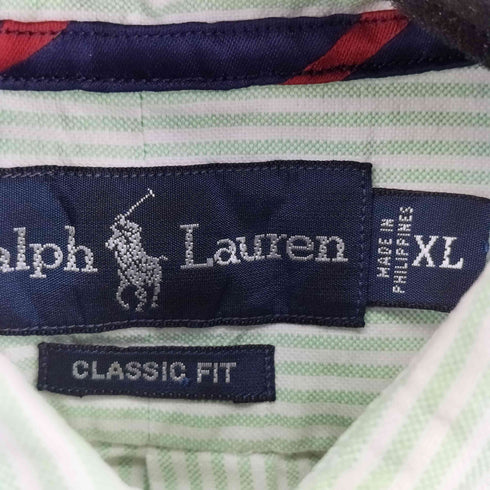 ラルフローレン RALPH LAUREN CLASSIC FIT スモールポニー刺繍 L/S BDストライプシャツ メンズ import:XL